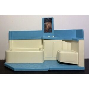 Vintage Little Tikes Blue Roof Dollhouse Replacement Bathroom Sink Toilet Tub